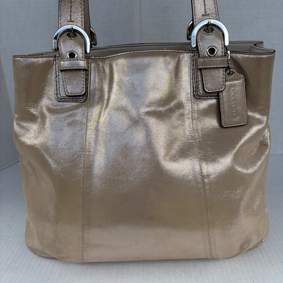 Coach Chelsea Metallic Gold Leather Tote Bag F17216 - Picture 3 of 13